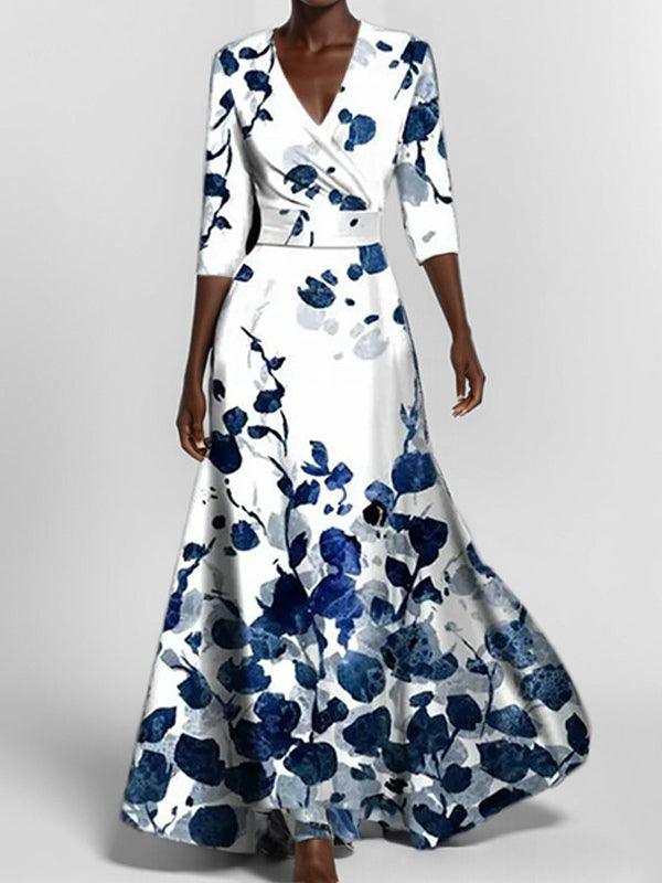 Elegant Mid Sleeve Maxi Dress
