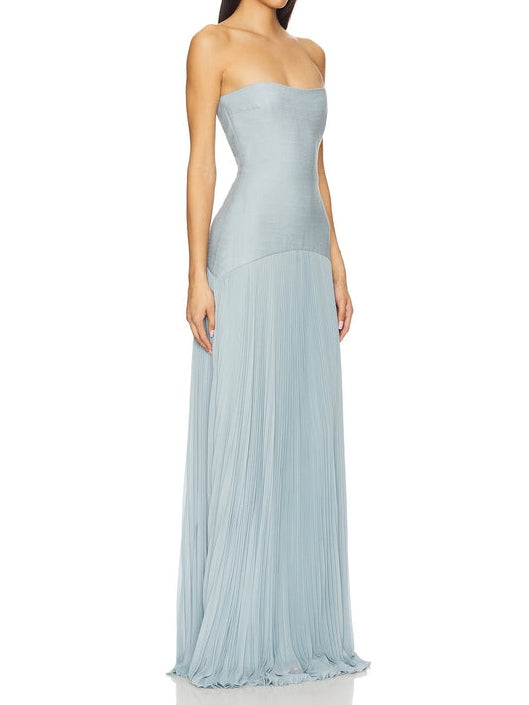 Solid Splicing Off-Shoulder Maxi Dress