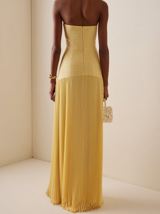 Solid Splicing Off-Shoulder Maxi Dress