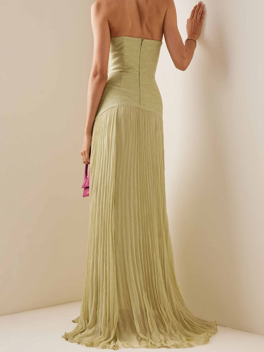 Solid Splicing Off-Shoulder Maxi Dress