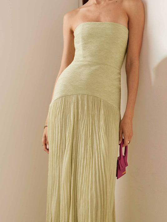 Solid Splicing Off-Shoulder Maxi Dress