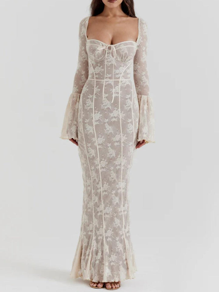 Delilah Vintage Cream Lace Maxi Dress