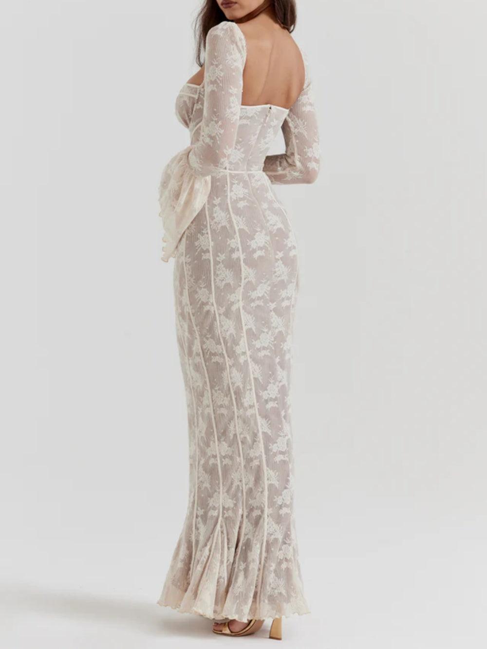 Delilah Vintage Cream Lace Maxi Dress
