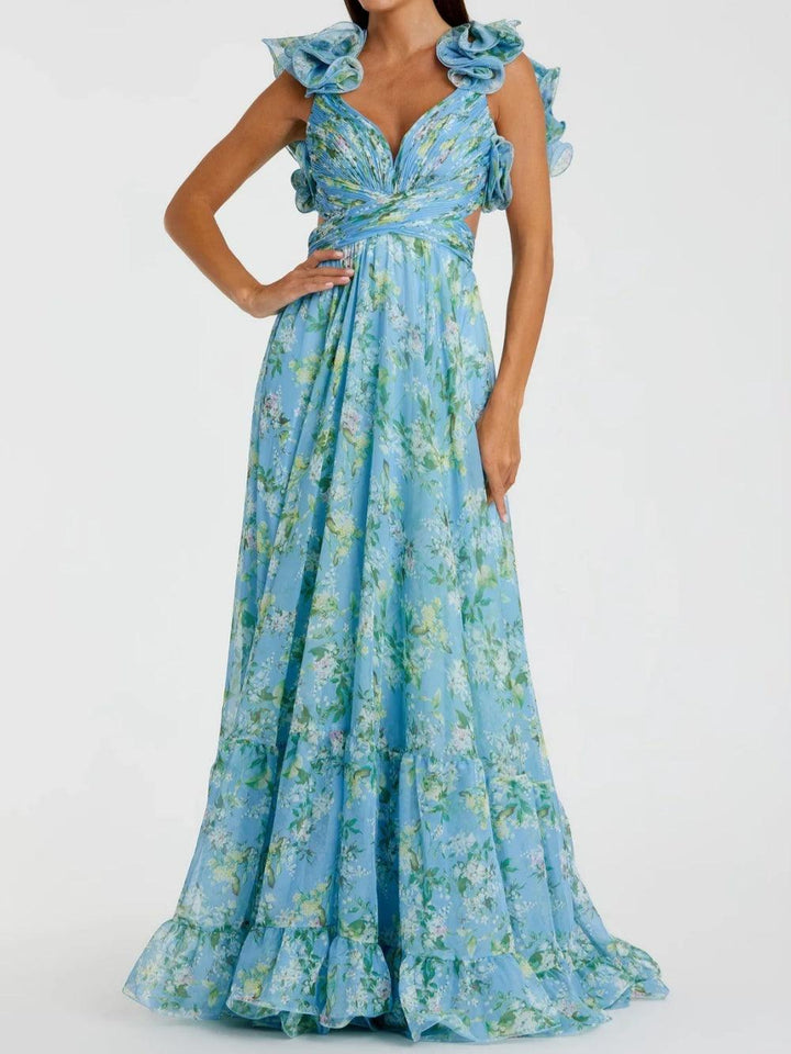 Backless printed maxi dress