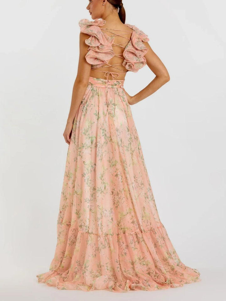 Backless printed maxi dress