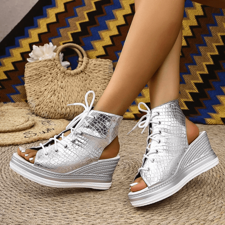 Marina Lace-Up Wedge Sandals