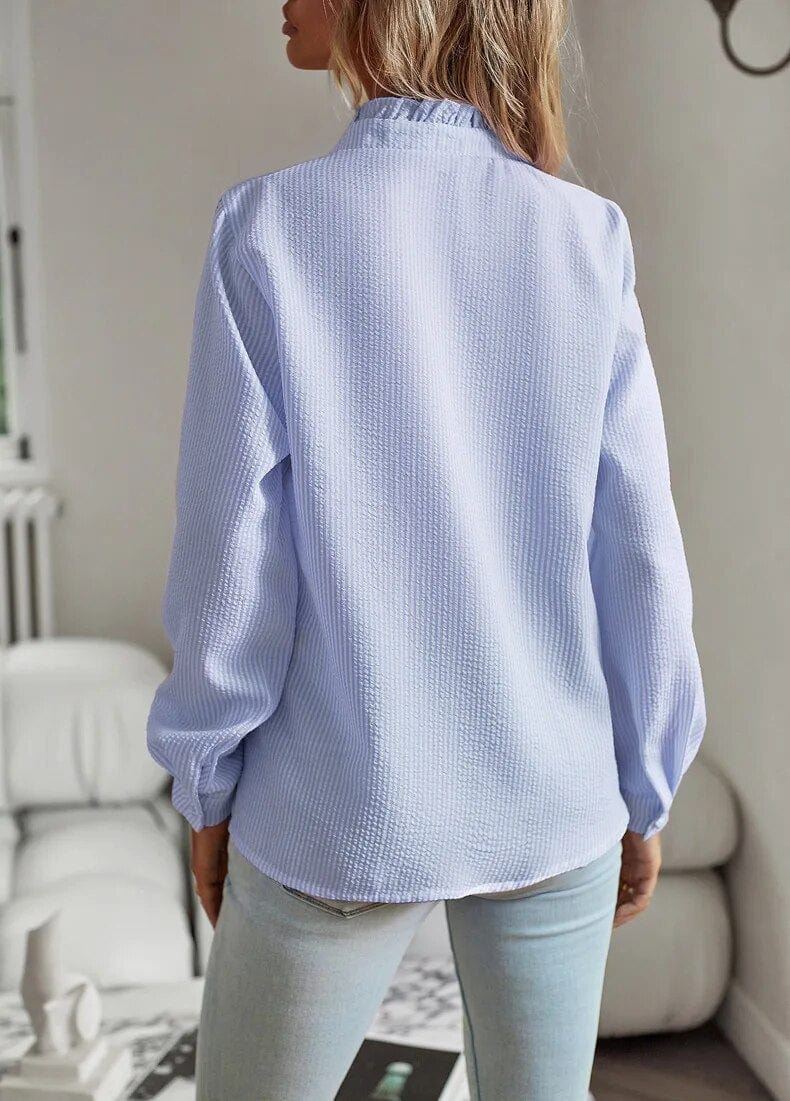 Isabella Striped Ruffle Blouse