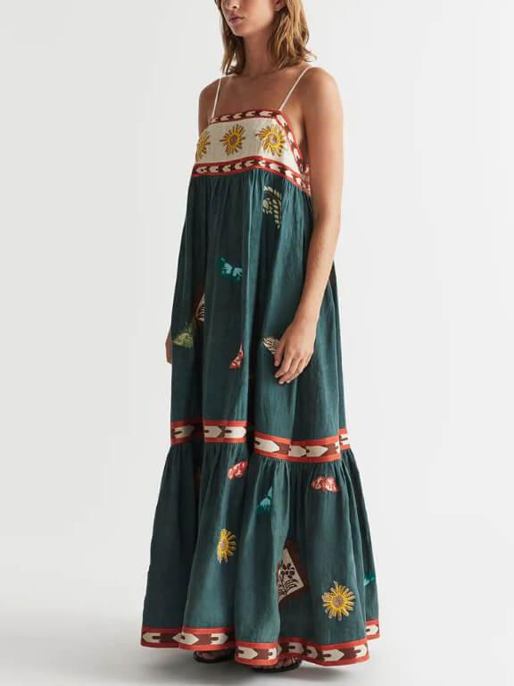 Fun Summer Unique Printed Midi Dress