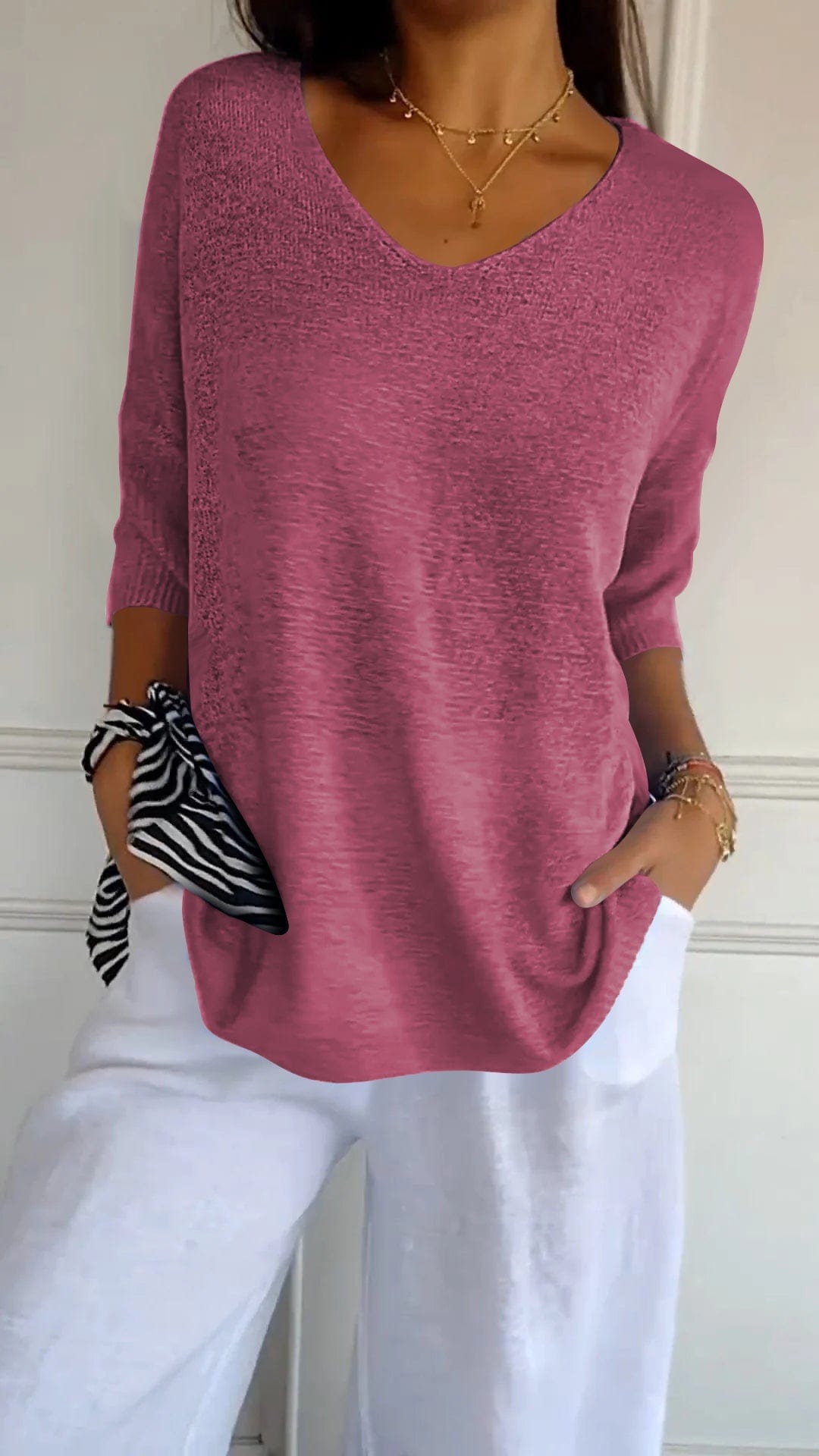Eliana Knitted V-Neck Top