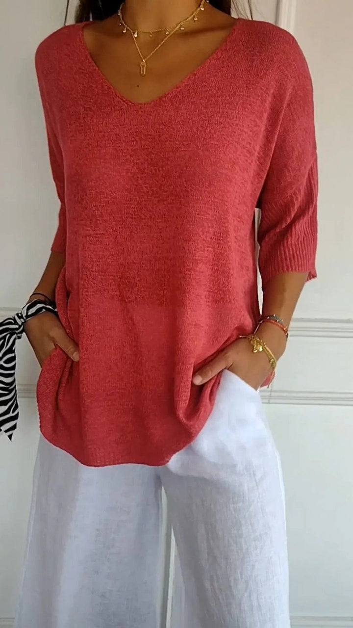 Eliana Knitted V-Neck Top