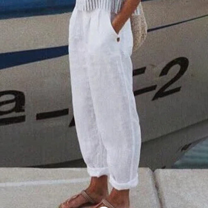 Cotton Linen Solid Color Casual Pants