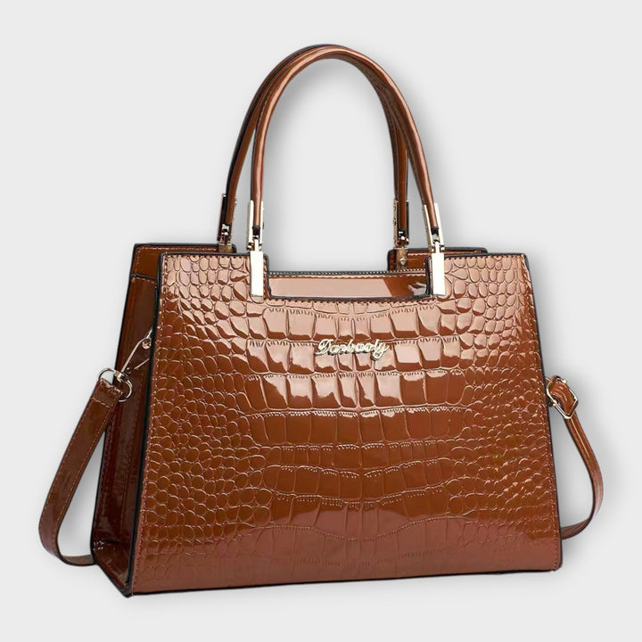 Ava - Glossy Crocodile Pattern Handbag