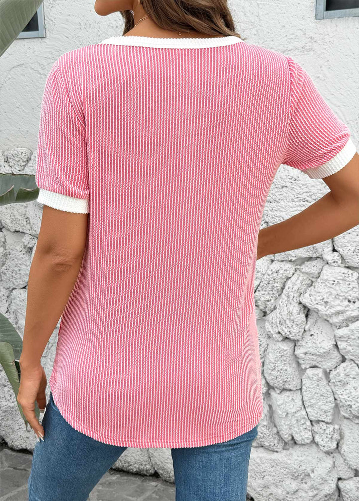 Callie Waffle Knit Henley Tee