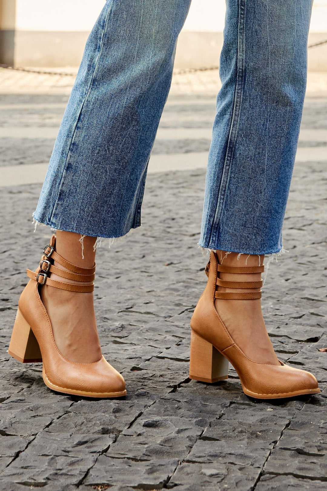 Jadara Triple Buckle Heels