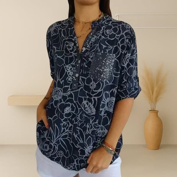 Eleyna Floral Sequin Blouse