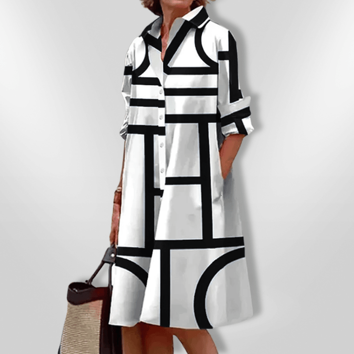 Helena Geometric Midi Dress