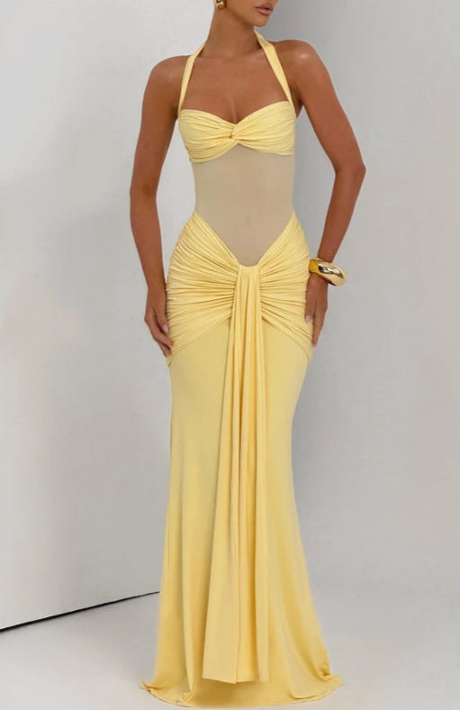 Strapless Lace-up Maxi Dress
