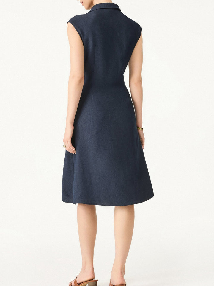 V-neck drawstring midi dress