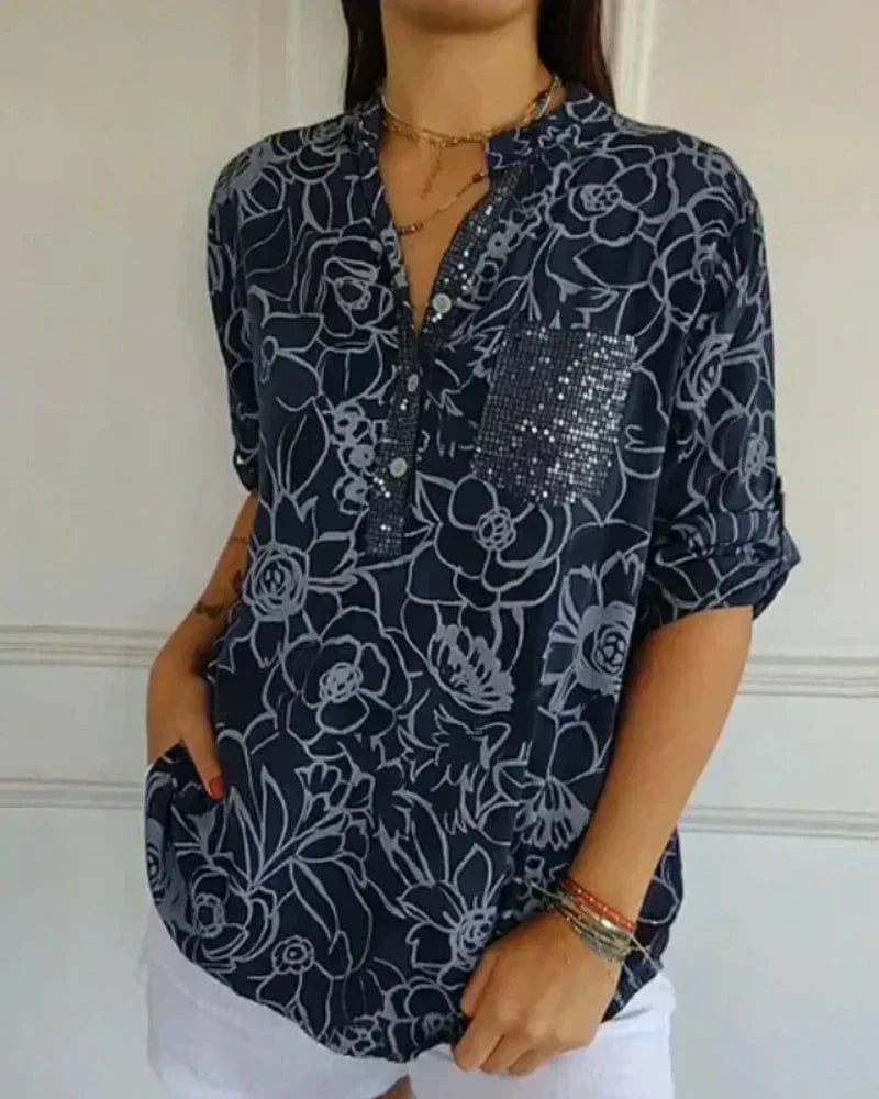 Eleyna Floral Sequin Blouse