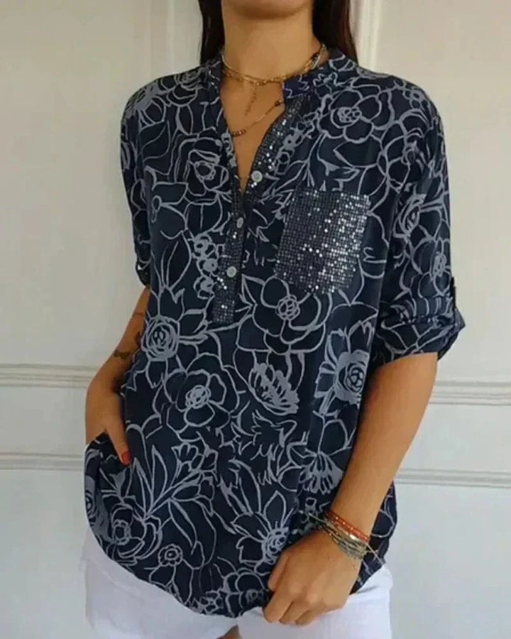 Eleyna Floral Sequin Blouse