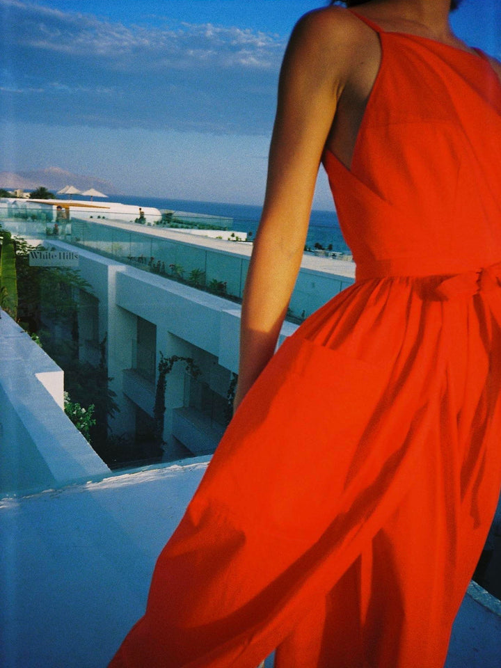 Sun Waist Midi Dress with No Side Seams