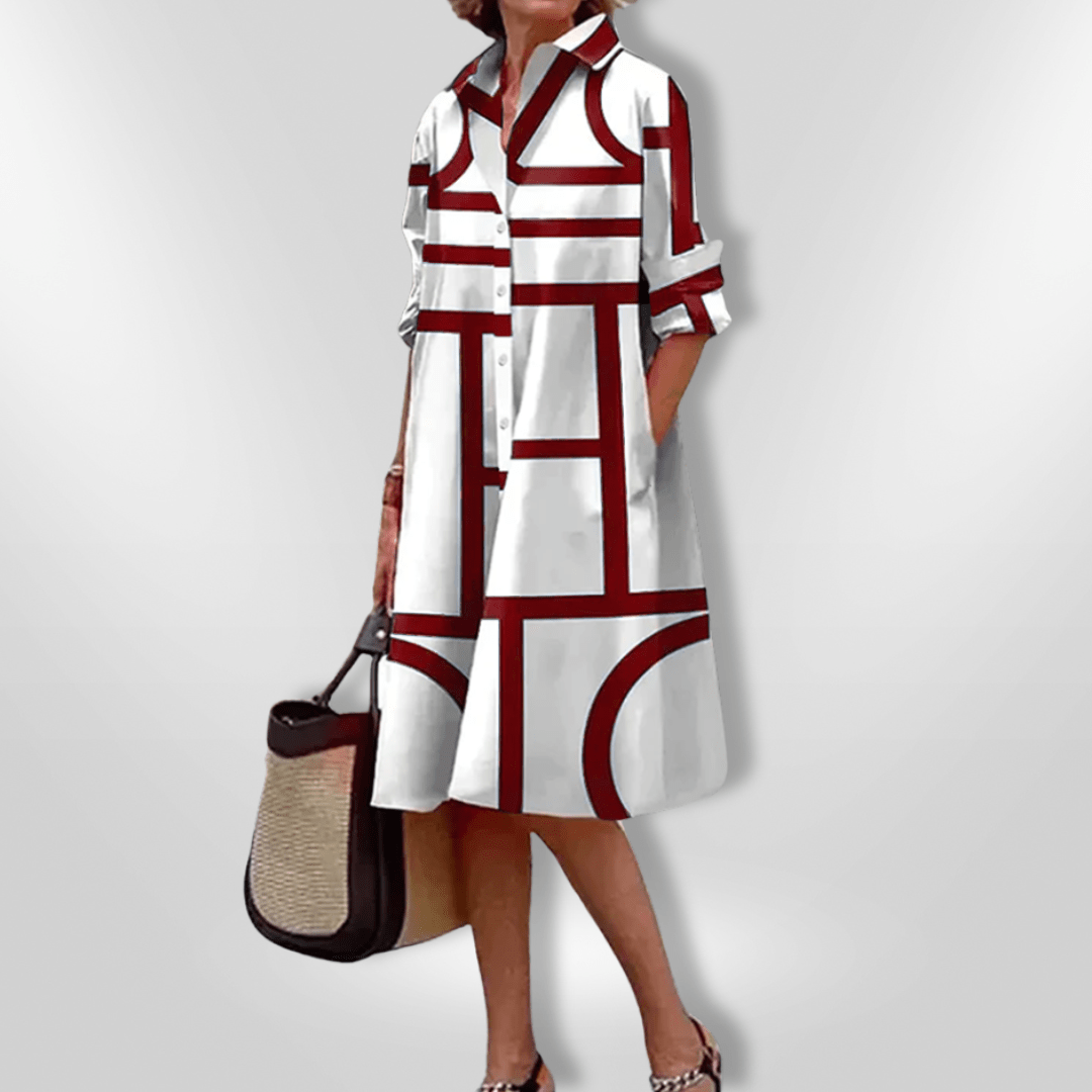 Helena Geometric Midi Dress