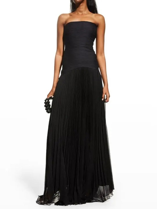 Solid Splicing Off-Shoulder Maxi Dress