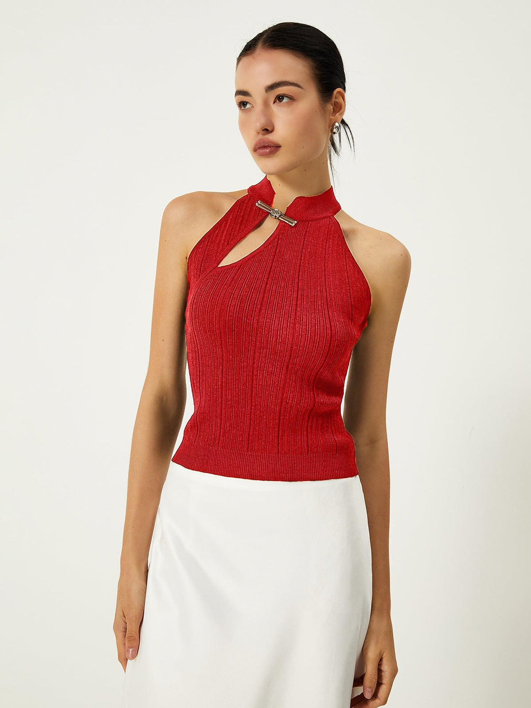 Asymmetrical Button Sweater Vest