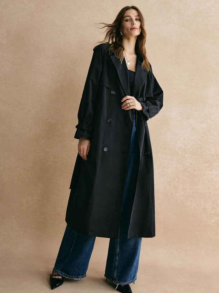 Casual Pockets Long Trench Coat