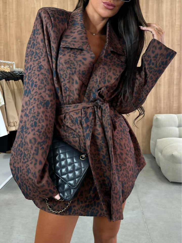 Leopard print blazer and skirt suit