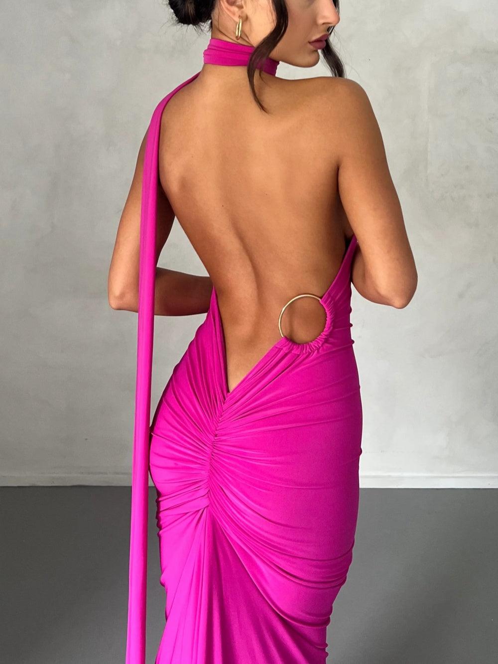 One-shoulder tie maxi dress