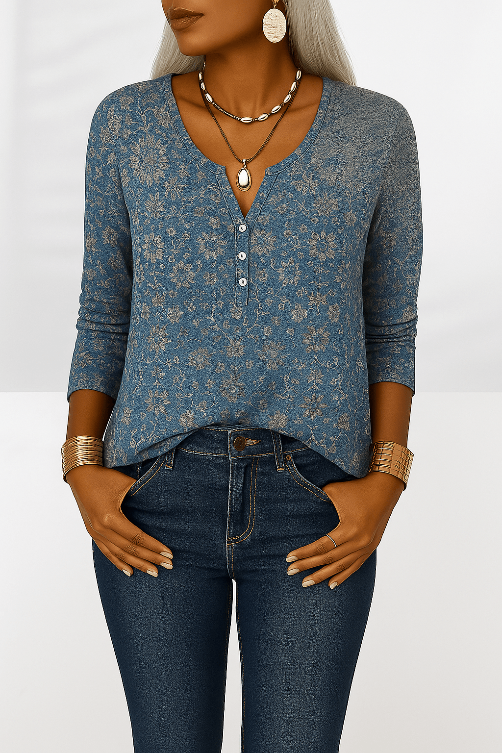 Nayla Vintage Henley Top