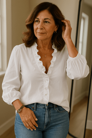 Tania Ruffled Cotton Blouse