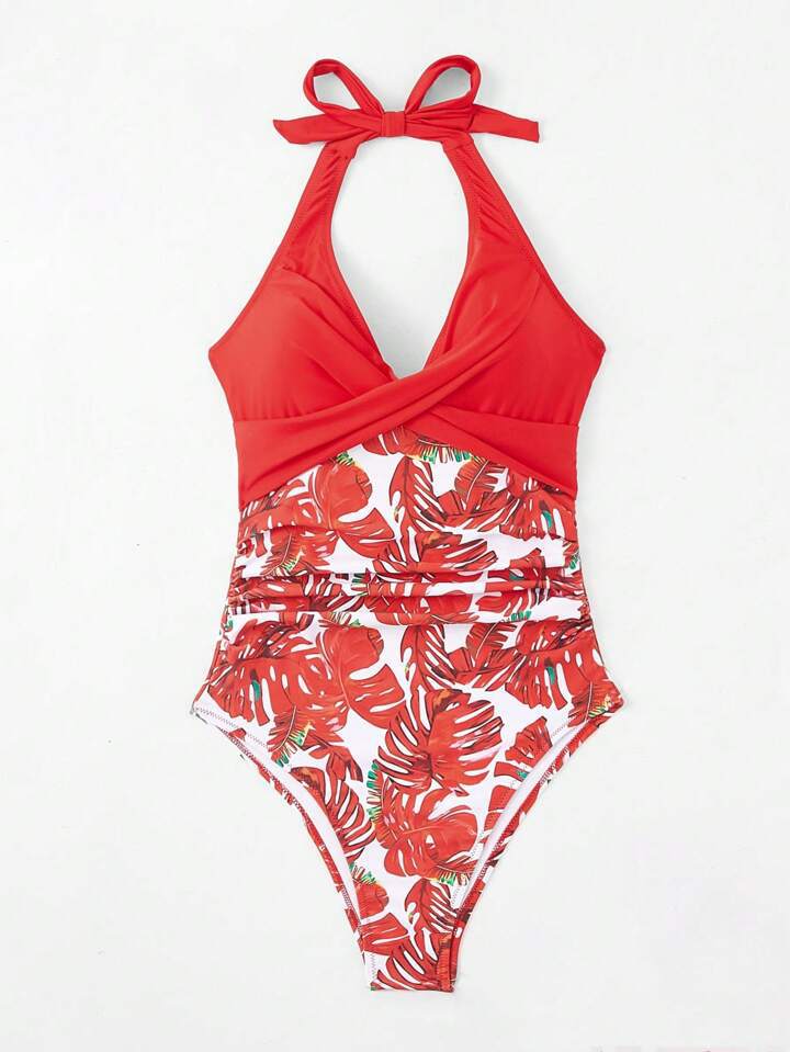 Isalina Tropical Twist-Front Swimsuit