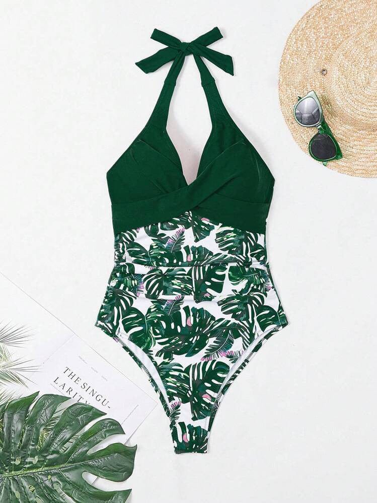 Isalina Tropical Twist-Front Swimsuit