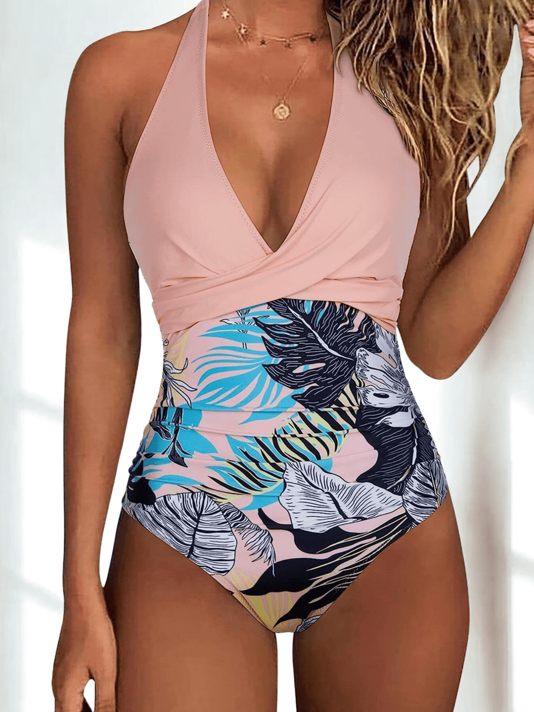 Isalina Tropical Twist-Front Swimsuit