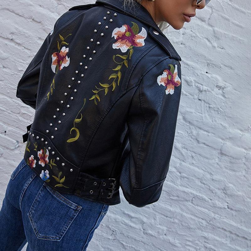 Ella Floral Leather Jacket