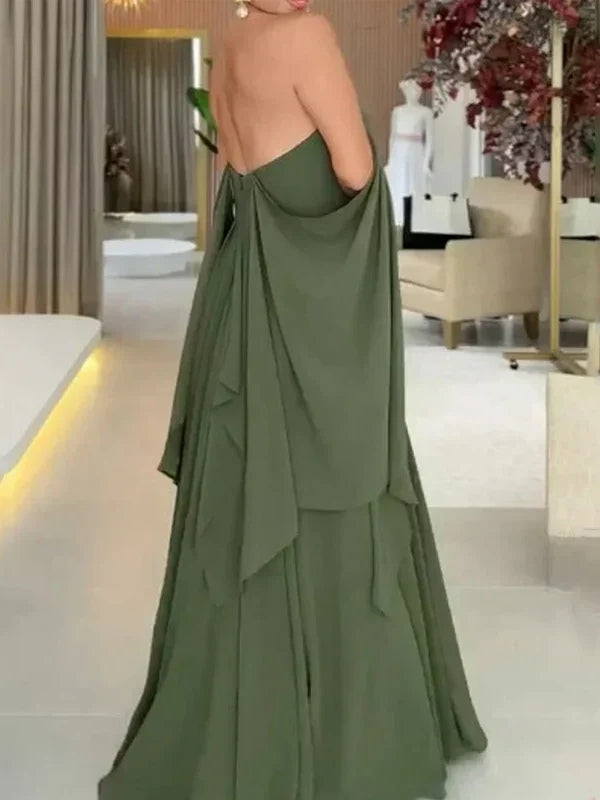Chiffon Batwing Sleeve Maxi Dress
