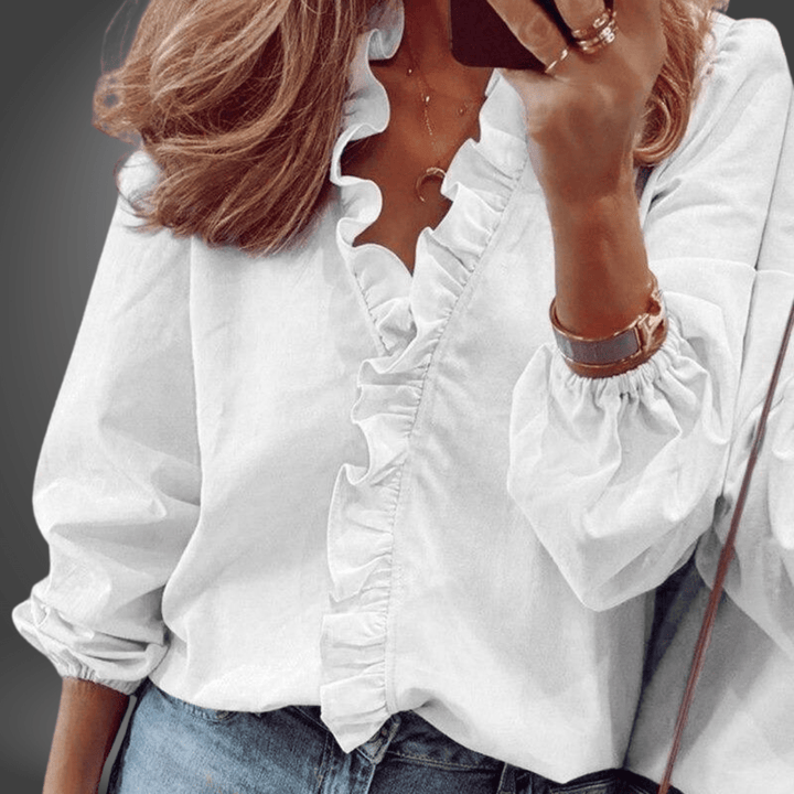 Tania Ruffled Cotton Blouse