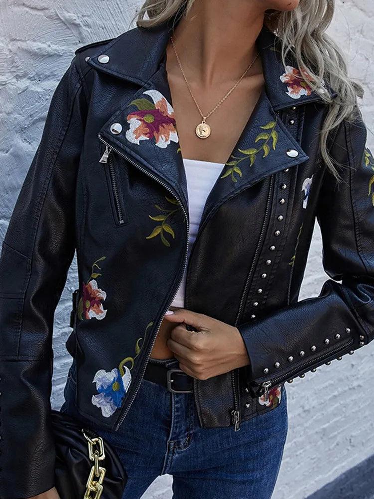 Ella Floral Leather Jacket