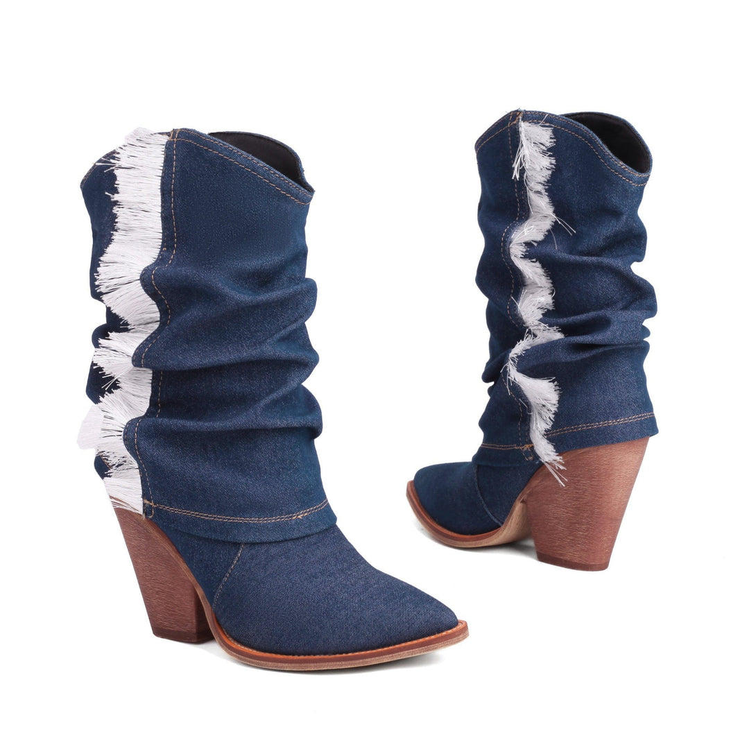 Roxy Fringe Denim Boots