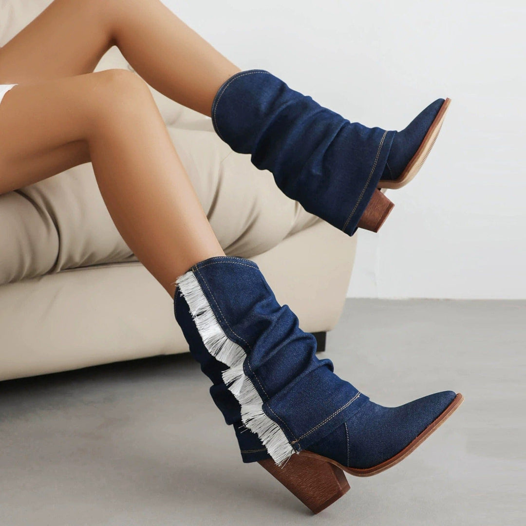 Roxy Fringe Denim Boots