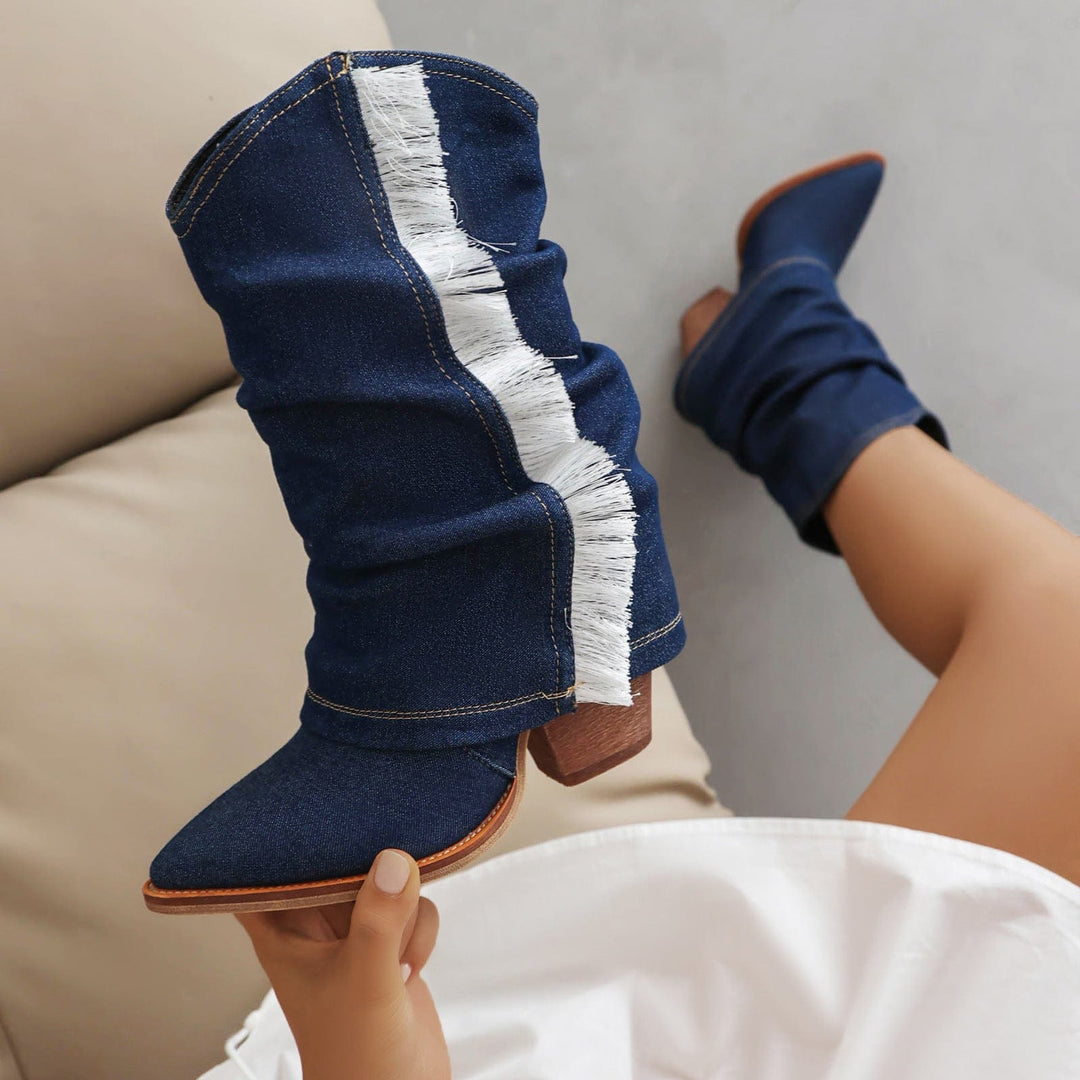 Roxy Fringe Denim Boots