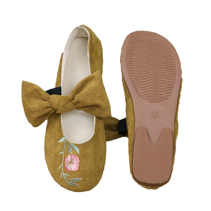 Liora Embroidered Bow Suede Flats