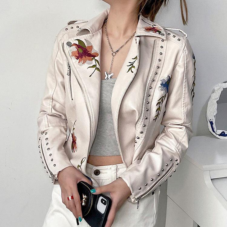 Ella Floral Leather Jacket