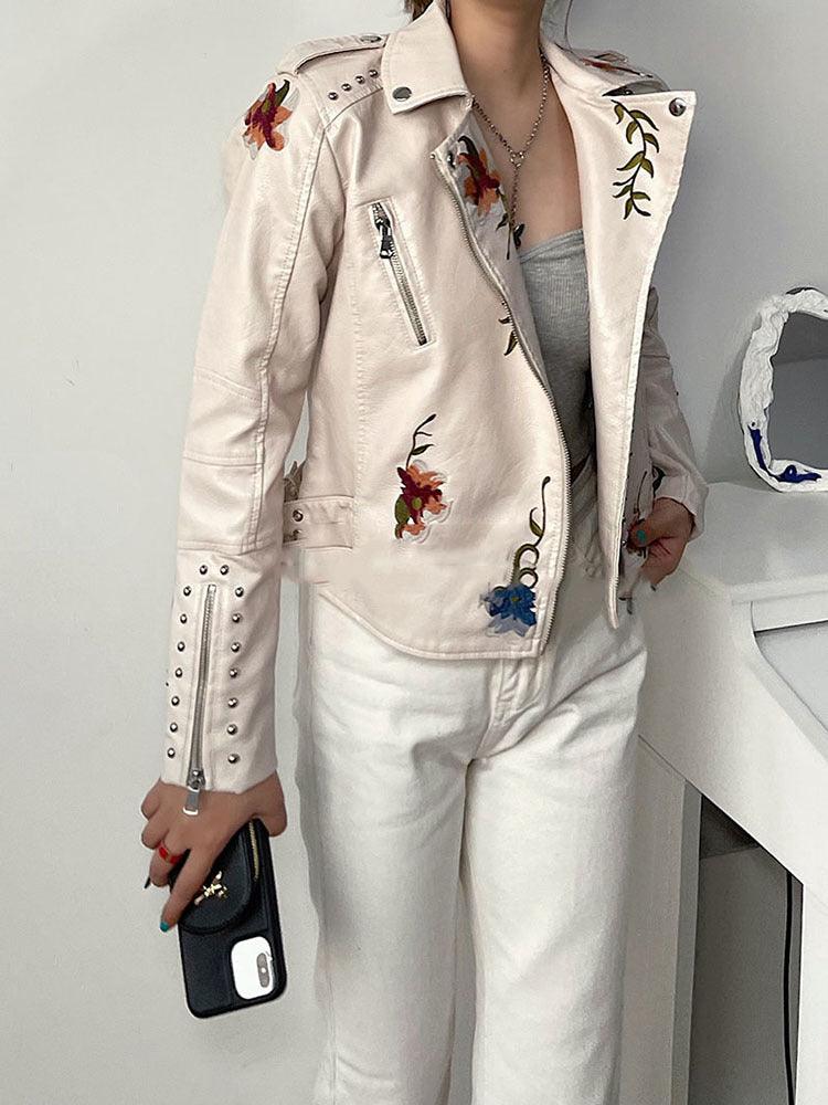 Ella Floral Leather Jacket