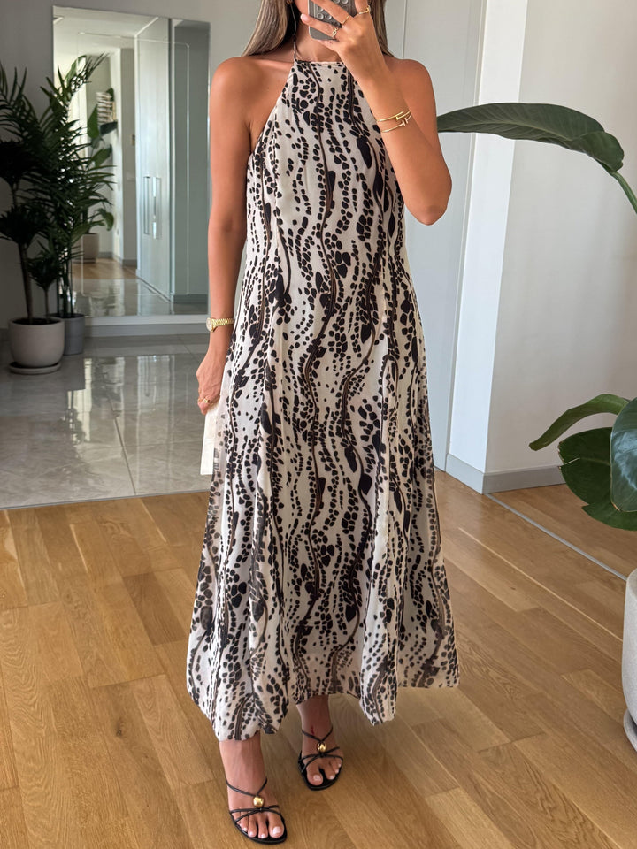 Abstract stone pattern chiffon dress