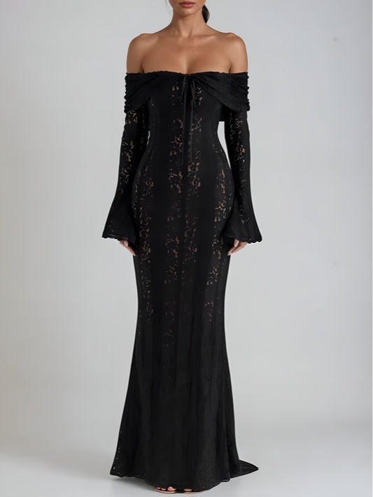 Lace Off-Shoulder Maxi Dress