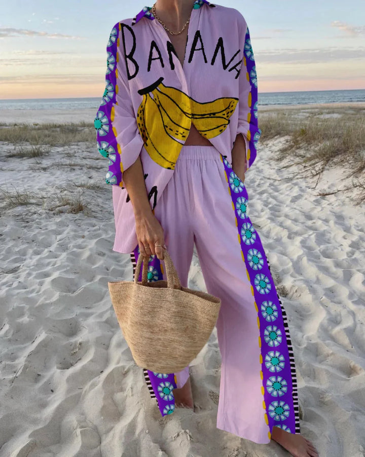Fun Banana Print Two piece Set