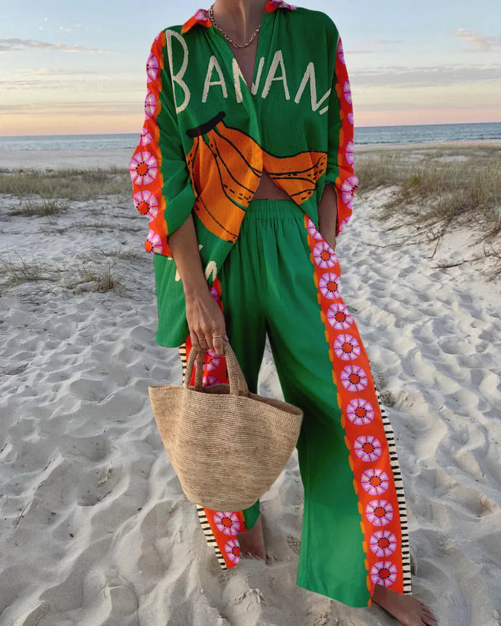 Fun Banana Print Two piece Set